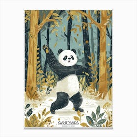 Giant Panda Dancing In The Woods Poster 4 Canvas Print