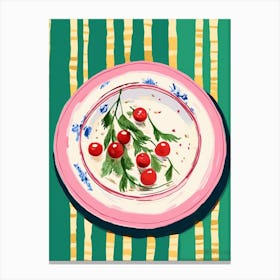 A Plate Of Cherry Toms 2, Top View Food Illustration 3 Canvas Print
