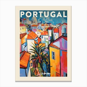 Lisbon Portugal 4 Fauvist Painting  Travel Poster Canvas Print