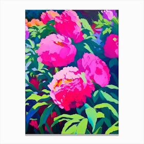 Lower Gardens Peonies Colourful Painting Canvas Print