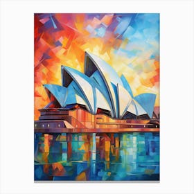 Opera House Sydney II, Modern Abstract Brush Style Vibrant Painting Canvas Print