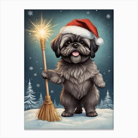 Christmas Shih Tzu Dog Wear Santa Hat (20) Canvas Print