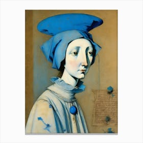 Blue thoughts, a portrait of a middle-aged woman Art print Canvas Print
