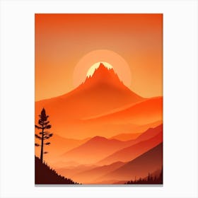 Misty Mountains Vertical Composition In Orange Tone 185 Canvas Print