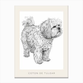 Coton De Tulear Dog Line Sketch 2 Poster Canvas Print