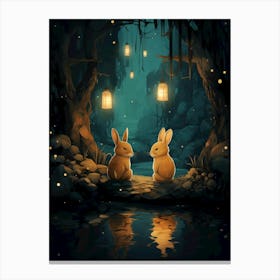 Fireflies and Rabbits Canvas Print