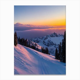 Courmayeur, Italy Sunrise 2 Skiing Poster Canvas Print