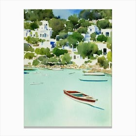 Paros Greece Watercolour Tropical Destination Canvas Print
