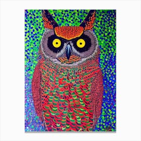 Great Horned Owl Yayoi Kusama Style Illustration Bird Canvas Print