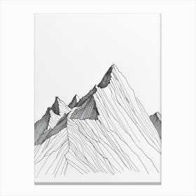 Kala Patthar Nepal Line Drawing 3 Canvas Print