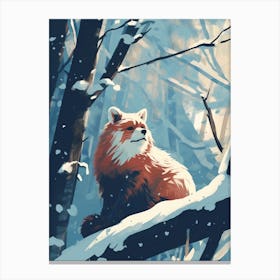 Winter Red Panda 3 Illustration Canvas Print