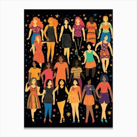 Body Positivity We All Stand Together Boho Illustration 19 Canvas Print