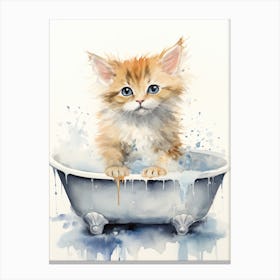 Australian Mist Cat In Bathtub Bathroom 1 Canvas Print