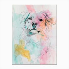 Pastel Nederlandse Kooikerhondje Dog Line Illustration 2 Canvas Print