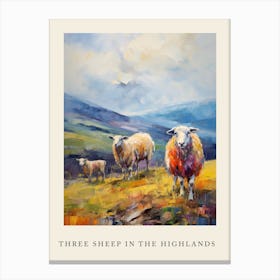 Three Sheep In The Highlands Canvas Print