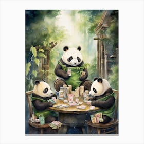 Panda Art Board Gaming Watercolour 3 Canvas Print