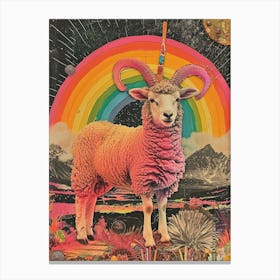 Kitsch Rainbow Sheep Collage 4 Canvas Print