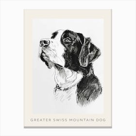 Greater Swiss Mountain Dog Line Sketch 4 Poster Canvas Print