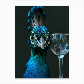 Peacock With Wine Glass Canvas Print