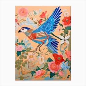 Maximalist Bird Painting Blue Jay 2 Canvas Print