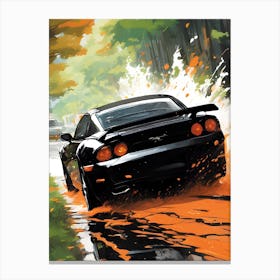 Car Driving Down A Road Canvas Print