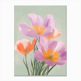 Crocus Flowers Acrylic Painting In Pastel Colours 2 Canvas Print