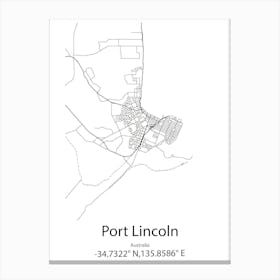 Port Lincoln,Australia Minimalist Map Canvas Print