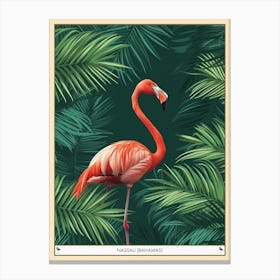 Greater Flamingo Nassau Bahamas Tropical Illustration 5 Poster Canvas Print