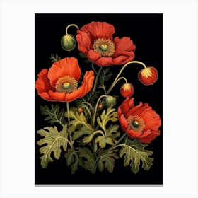 Iceland Poppy 3 William Morris Style Winter Florals Canvas Print