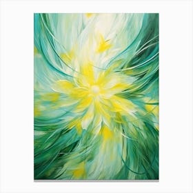 Daffodils Twist Stems Pointed Leaves Yellow Strokes Green 3 Canvas Print