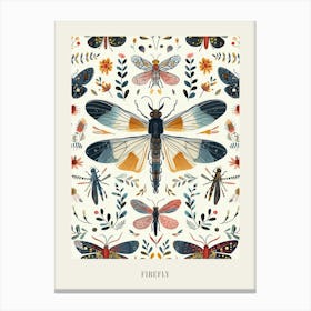 Colourful Insect Illustration Firefly 10 Poster Canvas Print