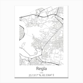 Regla,Cuba Minimalist Map Canvas Print