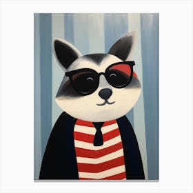 Little Raccoon Wearing Sunglasses Canvas Print