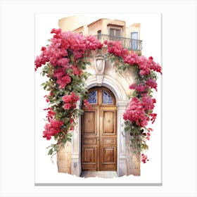 Tarragona, Spain   Mediterranean Doors Watercolour Painting 1 Canvas Print