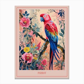 Floral Animal Painting Parrot 4 Poster Canvas Print