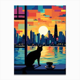 Chicago, United States Skyline With A Cat 0 Canvas Print