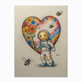 Astronaut In A Heart Canvas Print