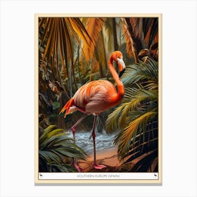 Greater Flamingo Southern Europe Spain Tropical Illustration 3 Poster Canvas Print