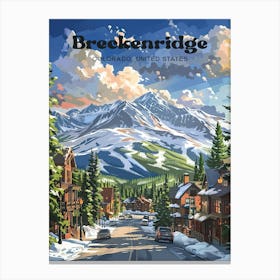 Breckenridge Colorado Ski Resort Travel Art Illustration Canvas Print