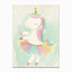 Pastel Unicorn Storybook Style In A Tutu 1 Canvas Print
