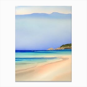 Plage De Palombaggia, Corsica, France Watercolour Canvas Print