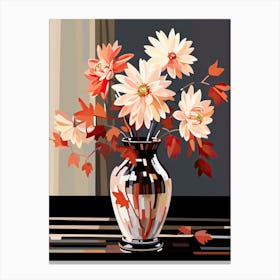 Bouquet Of Autumn Snowflake Flowers, Fall Florals Painting 3 Canvas Print