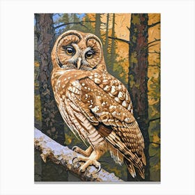 Spotted Owl Relief Illustration 2 Canvas Print