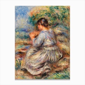 Girl Seated In A Landscape (1914), Pierre Auguste Renoir Canvas Print