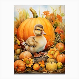 Autumnal Duckling 1 Canvas Print