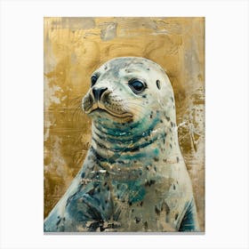 Baby Seal Gold Effect Collage 1 Canvas Print