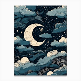 Moon And Clouds Canvas Print