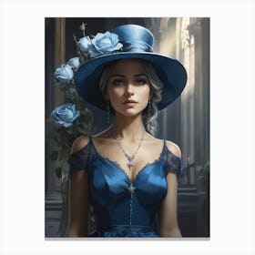 Woman In A Blue Hat Canvas Print