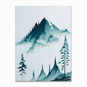 Mountain And Forest In Minimalist Watercolor Vertical Composition 312 Canvas Print