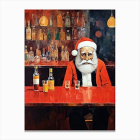 Sad Santa Claus At The Bar 1 Canvas Print